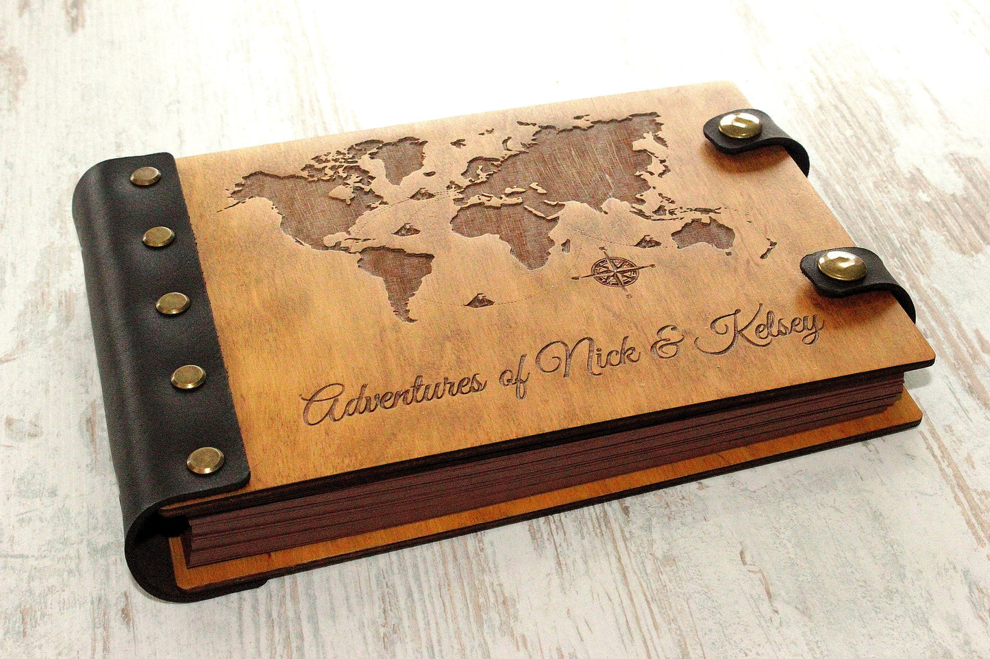 Personalized Wooden Photo Album: Wedding, Travel Adventure Album