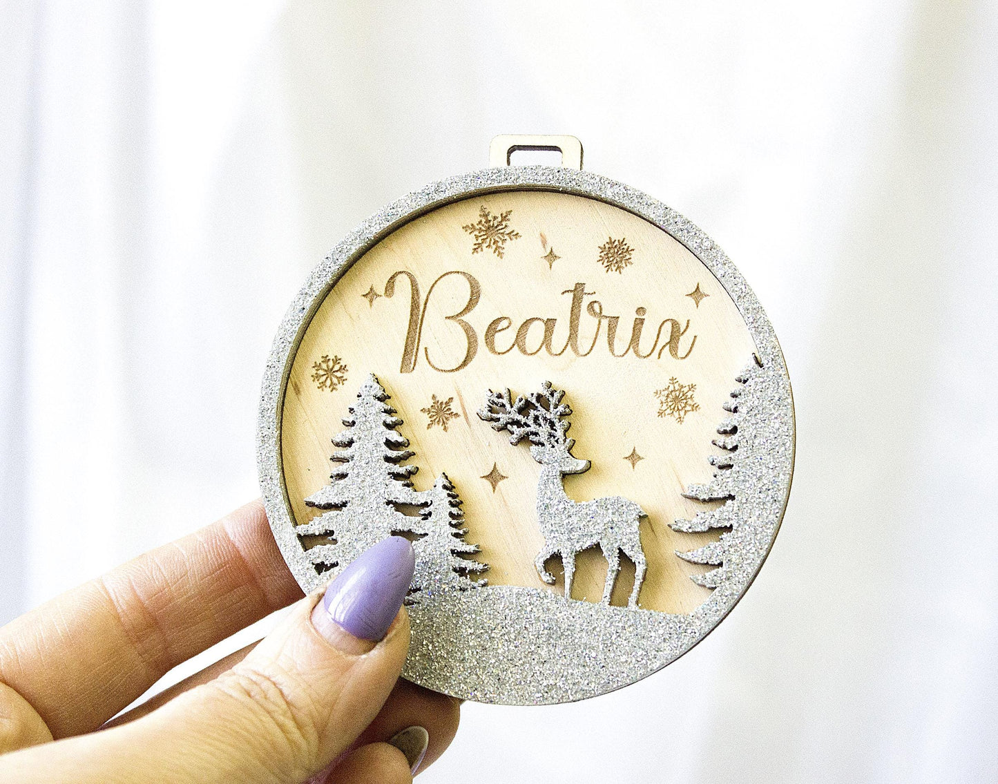 Wooden Tree Ornament, Personalized Christmas Baubles, Custom Xmas tree Decor, Wood Laser Cut Name Bauble, Christmas Tree Name Ornament