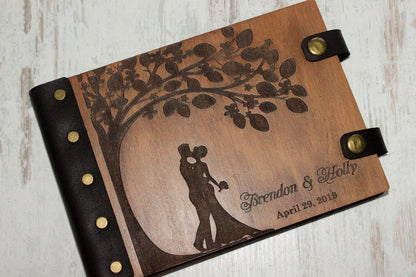Personalized wedding photo album, Personalized family album, Custom wooden album, Unigue couple photo album