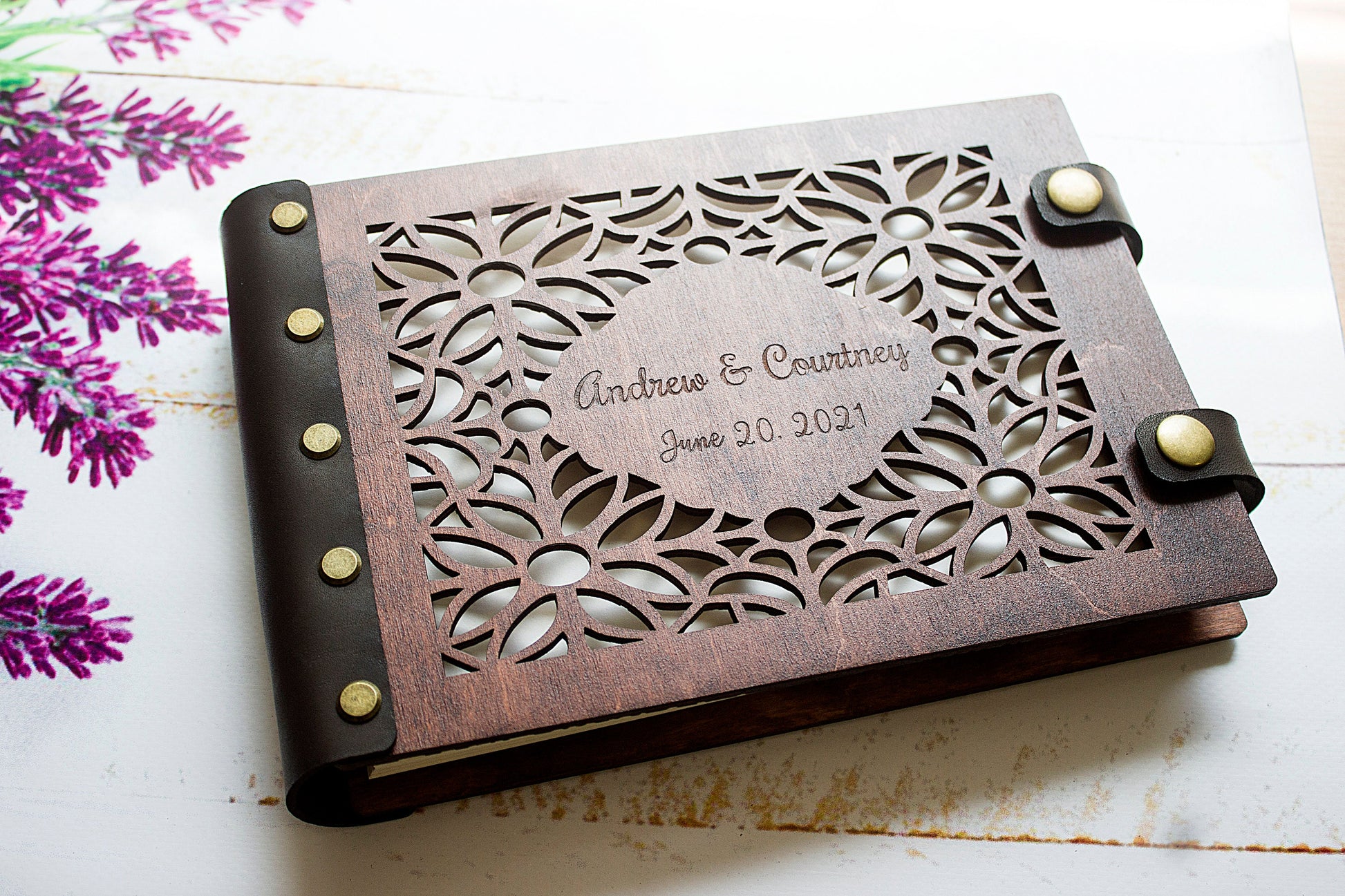 Personalized Wooden Wedding Guest Book, Rustic Photo Guestbook, Custom Wedding Memory Book, Gift for Bride & Groom, Anniversary Keepsake