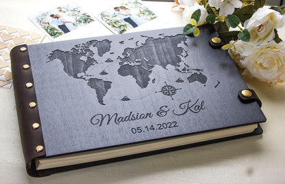 Wedding Scrapbook, Personalized Photo Album, Wooden Our Adventure Book, Wedding Gift for Couple, Travel Memory Album