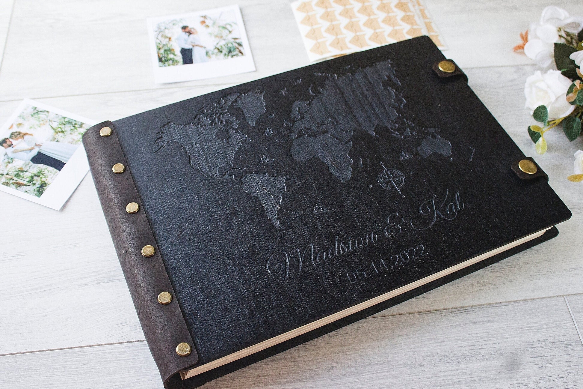 Wedding Scrapbook, Personalized Photo Album, Wooden Our Adventure Book, Wedding Gift for Couple, Travel Memory Album