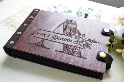 Personalized wedding photo album Wooden travel photo album Family adventure photo album Custom photo album Travel photo album