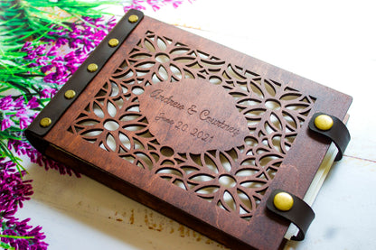 Wooden Wedding Guest Book Mountains, Adventure Rustic GuestBook,  Personalized Bridal Shower, Anniversary Gift
