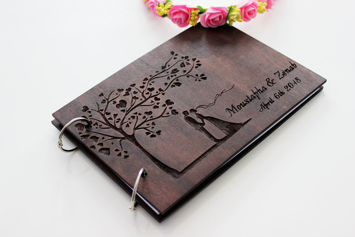 Personalized Wooden Wedding Guest Book: Custom Anniversary Keepsake
