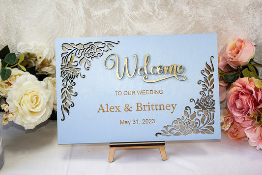 3D Wooden Wedding Welcome Sign, Personalized Name Decor