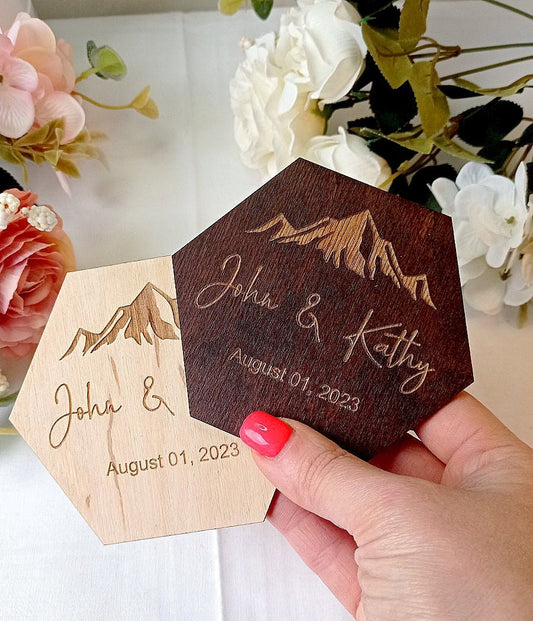 Personalized Wooden Wedding Coasters: Rustic Favors for Guests