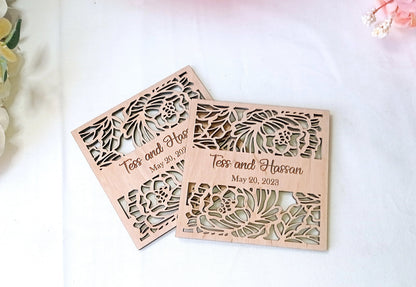 Personalized Favors Coaster, Wedding Coaster Favors for Guests in Bulk, Rustic Wedding Favors, Wedding Gift Coasters