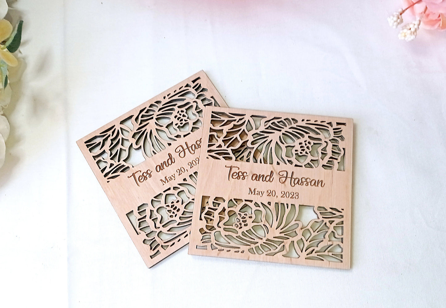 Personalized Favors Coaster, Wedding Thank You, Wood Coaster Favors for Guests in Bulk, Rustic Wedding Favors, Bridal Shower Coaster