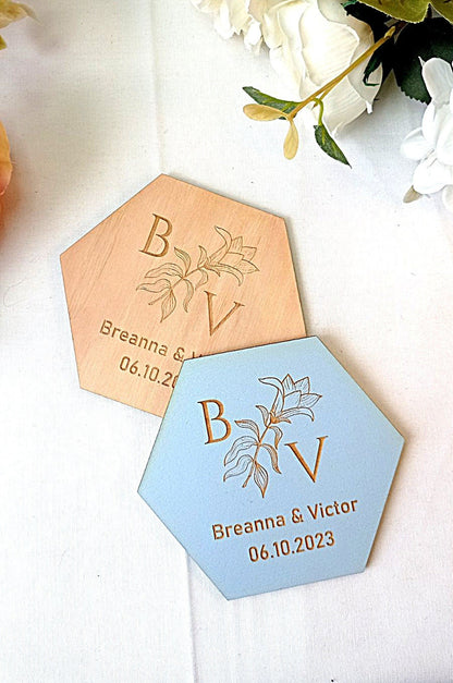 Personalized Wedding Favors, Rustic Wood Coasters, Bulk Wedding Gift