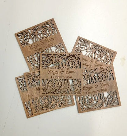 Personalized Wooden Wedding Coasters, Bulk Favors