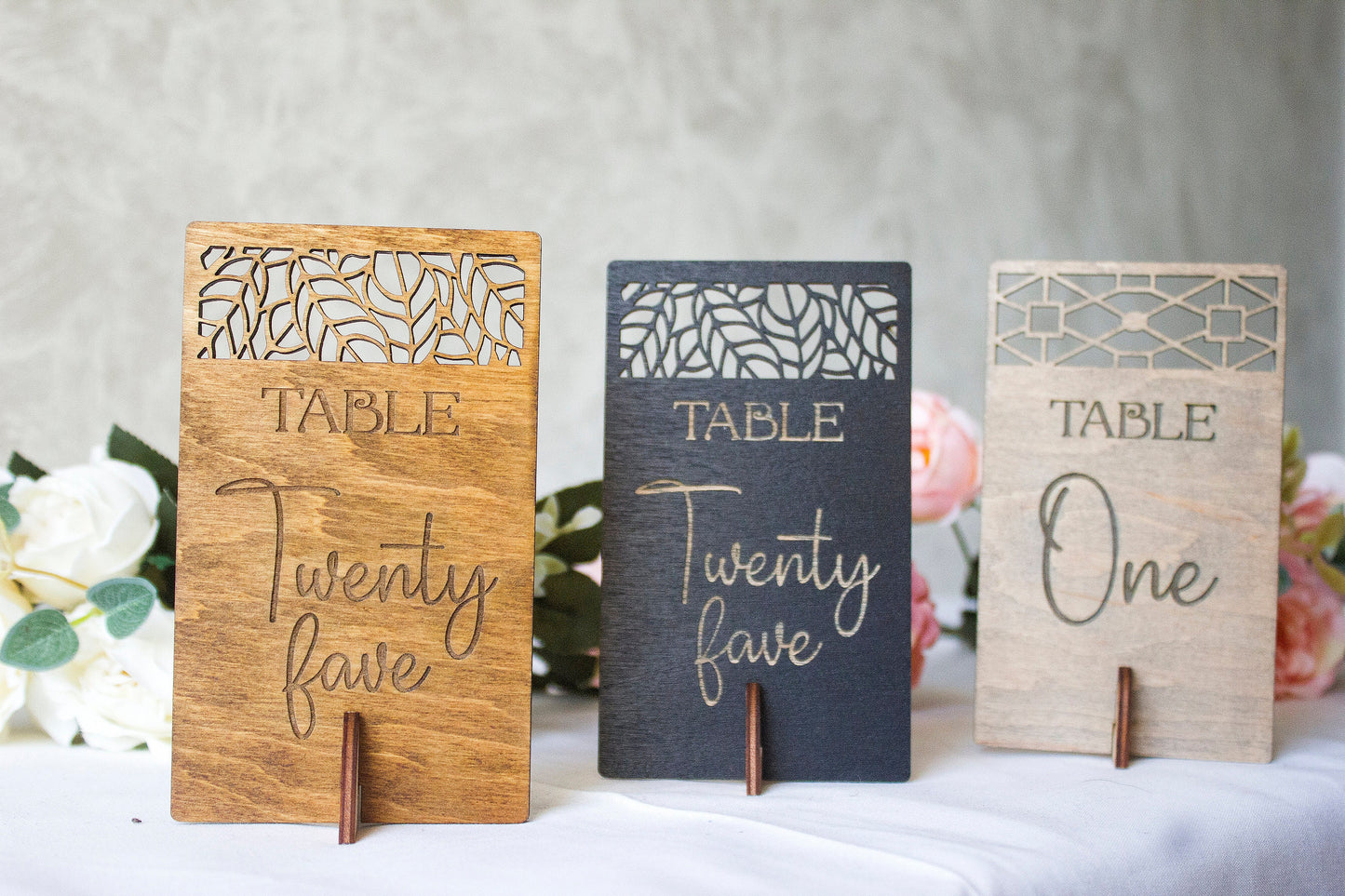 Black Wooden Wedding Table Number, Gold Table Decor