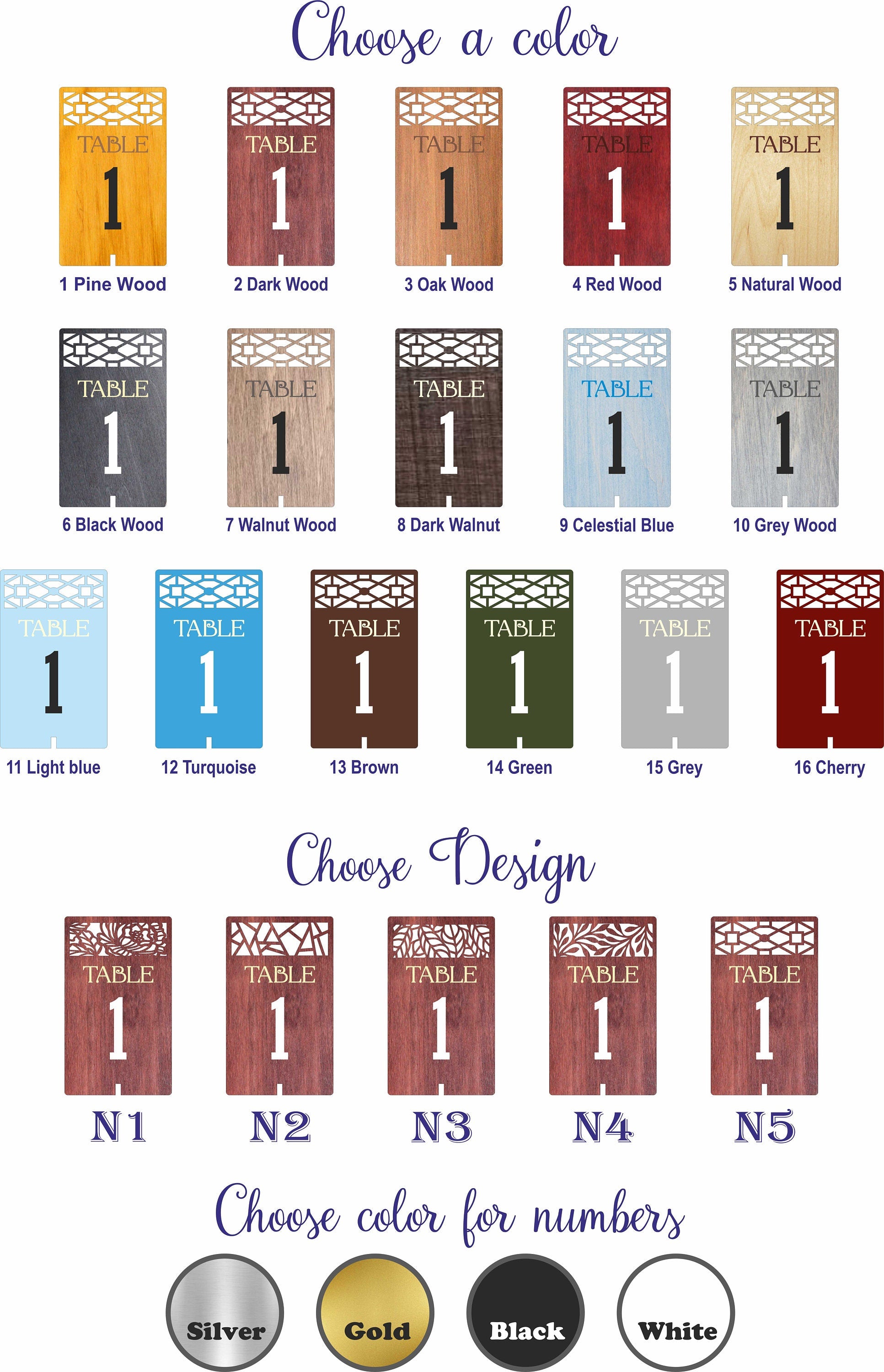 Wooden Wedding Table Number, Handmade Party Decor