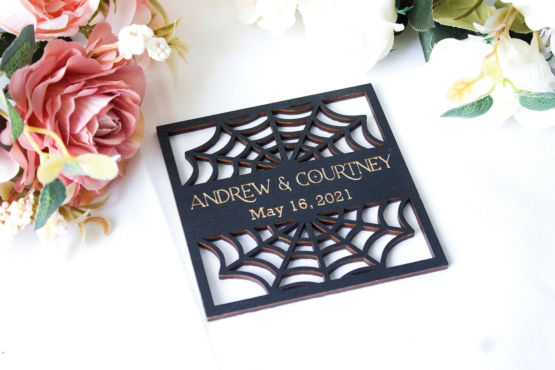 Gothic Wedding Favors Coaster, Halloween Coaster Favors for Guests in Bulk, Gothic Wedding Decor, Guests Gift