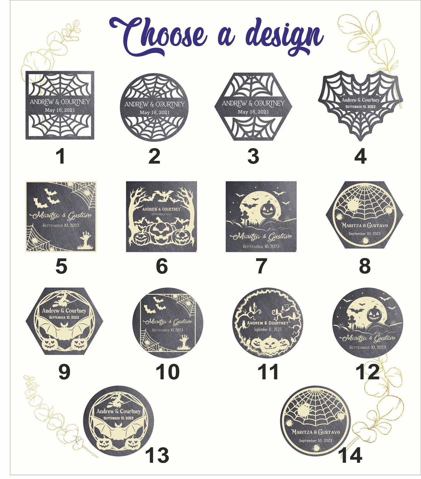 Gothic Wedding Favors, Halloween Coasters, Bulk Guest Gifts