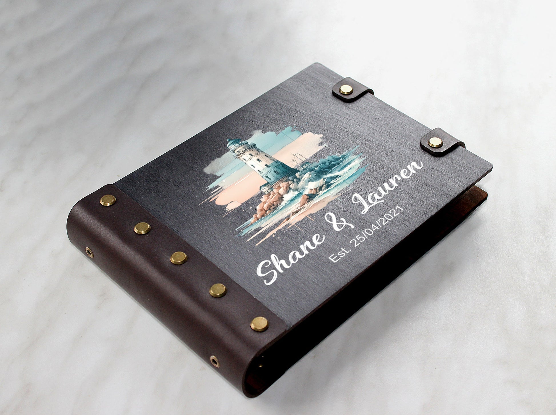 Personalized Wooden Photo Album, Anniversary Gift