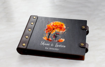 Personalized Wooden Wedding Photo Album, Anniversary Scrapbook