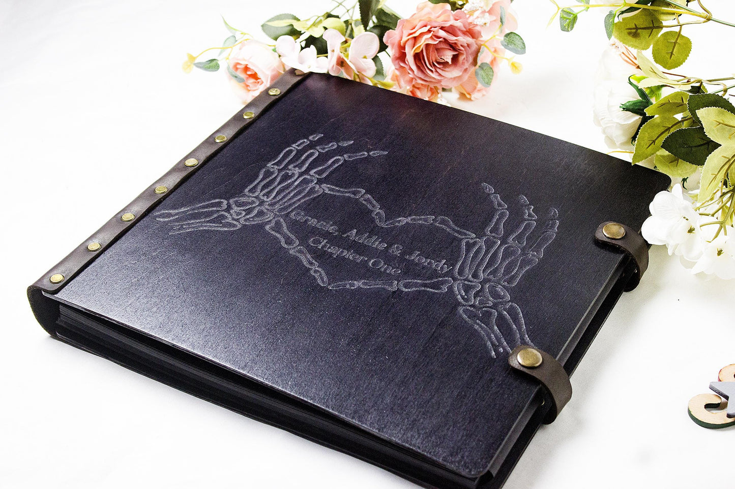 Custom Engraved Photo Album, Personalized Scrapbook, Birthday Gift, Wooden Wedding Photo Album, Anniversary Couple Gift