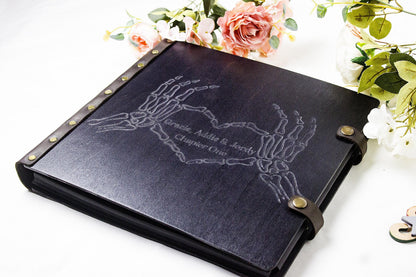 Custom Engraved Photo Album, Personalized Scrapbook, Birthday Gift, Wooden Wedding Photo Album, Anniversary Couple Gift