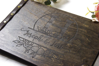 Custom Engraved Photo Album, Personalized Scrapbook, Birthday Gift, Wooden Wedding Photo Album, Anniversary Couple Gift