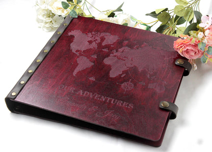 Custom Engraved Photo Album, Personalized Scrapbook, Birthday Gift, Wooden Wedding Photo Album, Anniversary Couple Gift