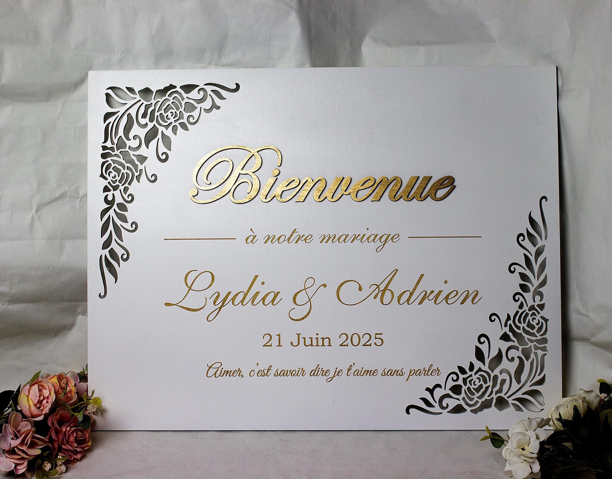 3D Wooden Wedding Welcome Sign, Personalized Name Decor