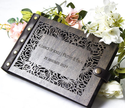 Family photo album, Personalized Wedding Album, Anniversary Couple Gift, Custom Scrapbook 4x6, Wooden Photo Guest Book, Gift for couple
