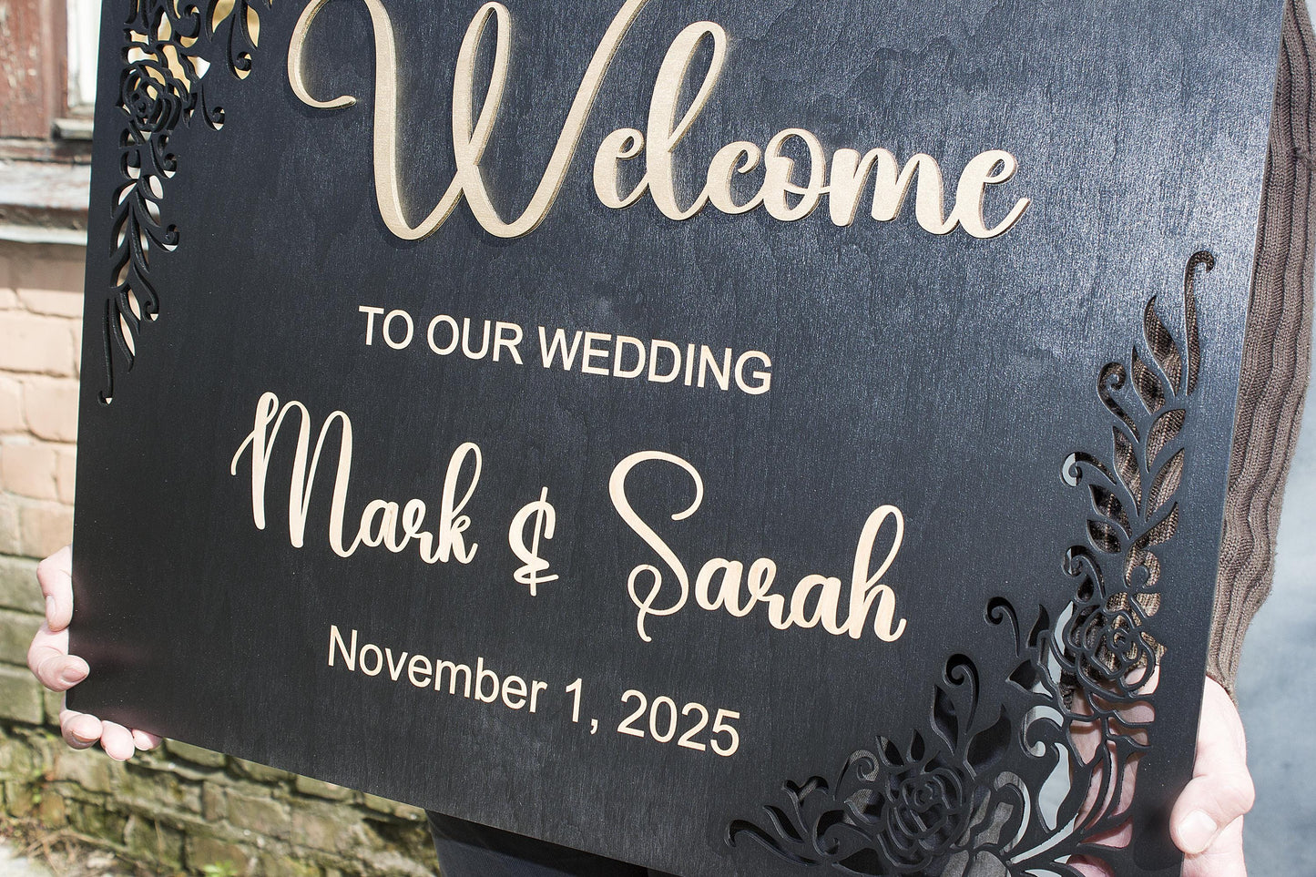 3D Wedding Welcome Sign, Personalized Wooden Name Sign