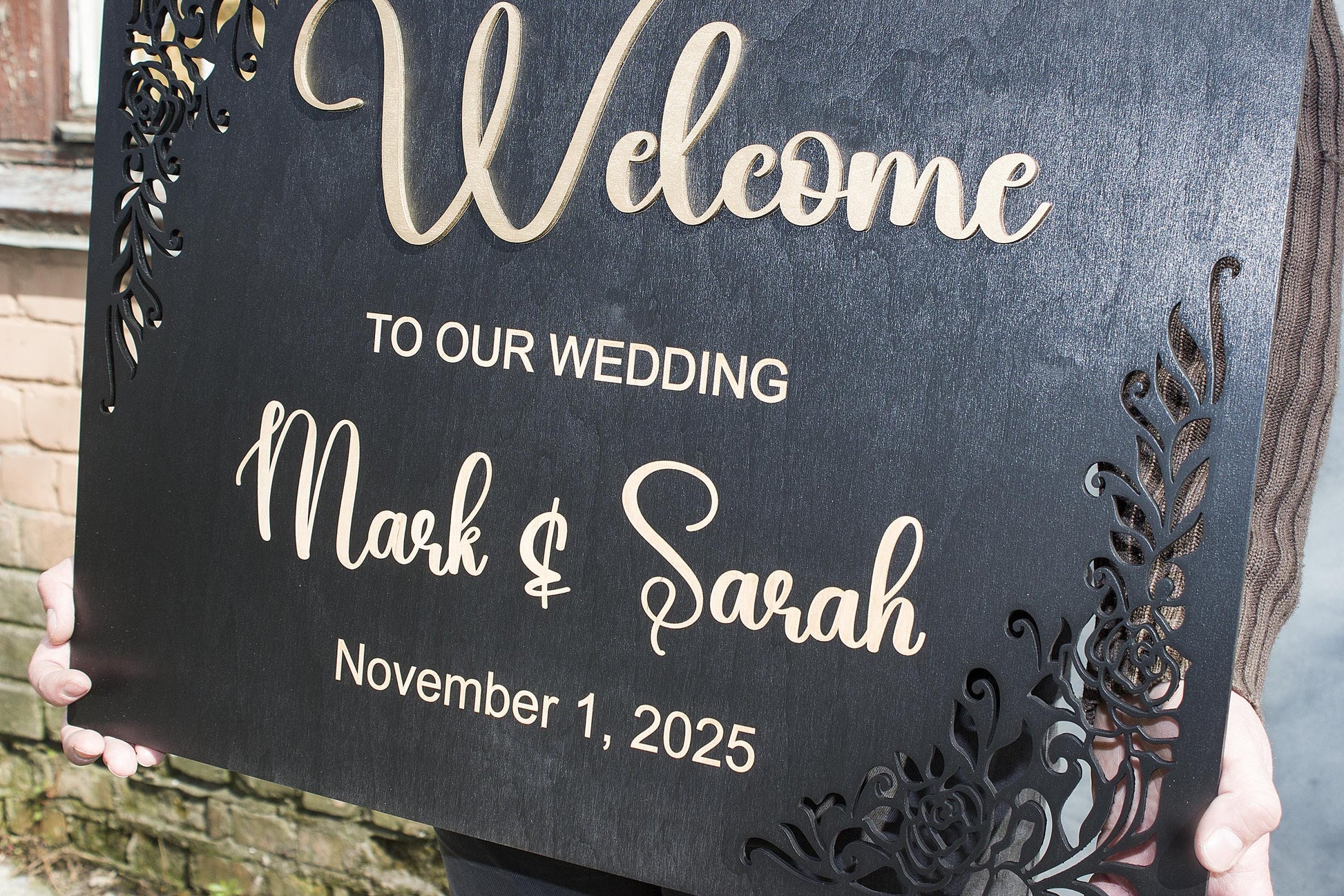 3D Wedding Welcome Sign, Personalized Wooden Name Sign