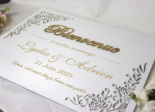 3D Wedding Welcome Sign, Personalized Wooden Name Sign