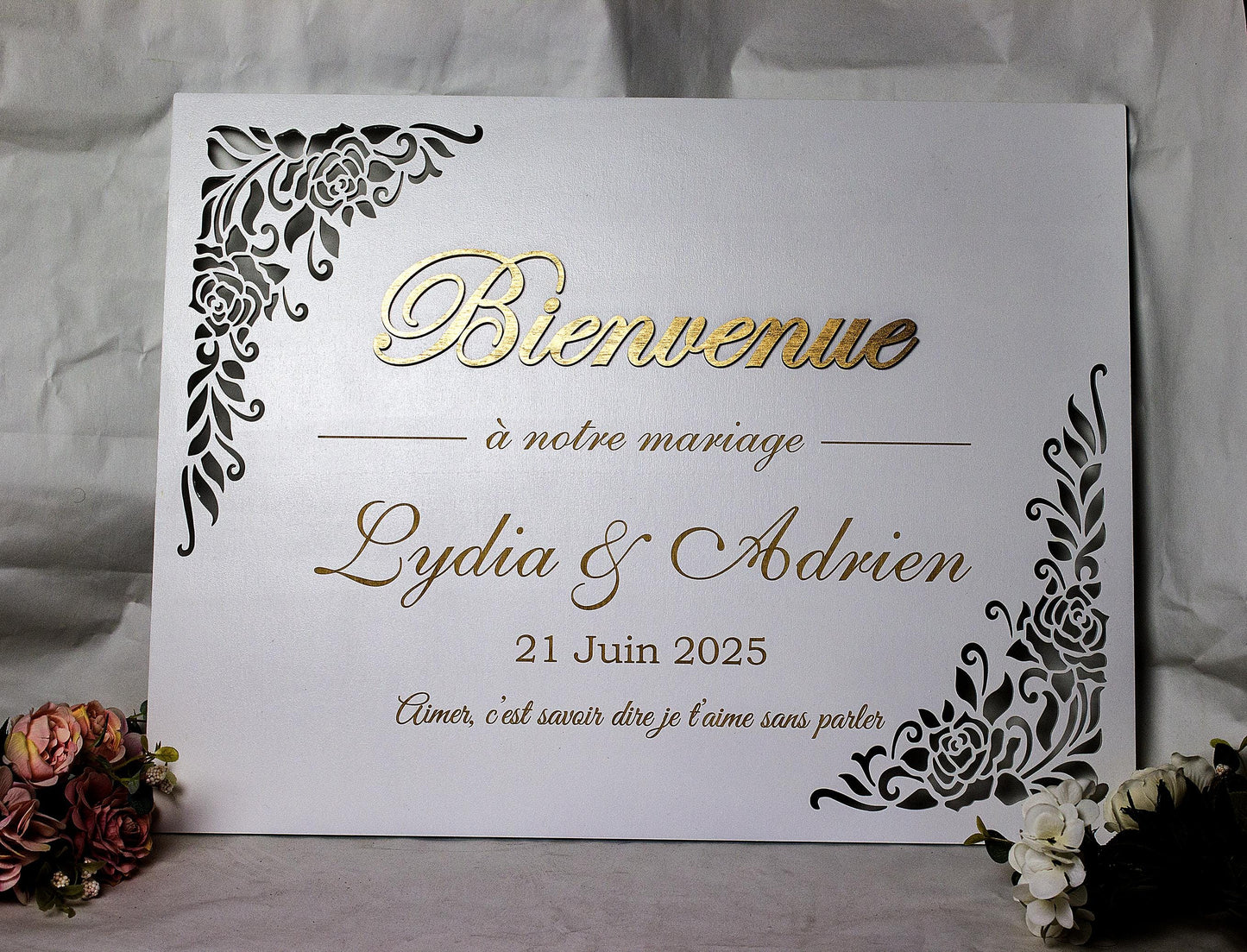 3D Wedding Welcome Sign, Personalized Wooden Name Sign
