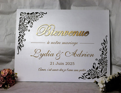 3D Wedding Welcome Sign, Personalized Wooden Name Sign