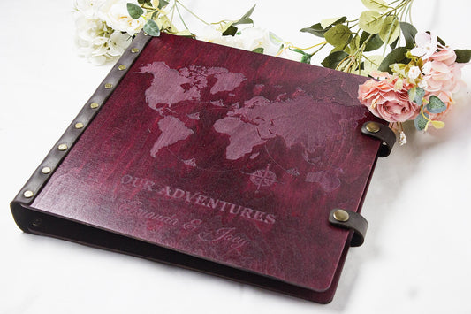 Personalized Wooden Photo Album: Wedding, Travel Adventure Album