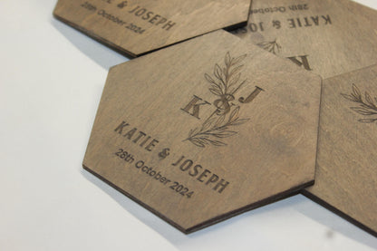 Personalized Favors Coaster, Wedding Thank You, Wood Coaster Favors for Guests in Bulk, Rustic Wedding Favors, Bridal Shower Coaster