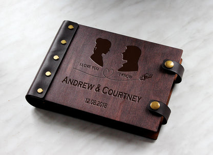 I Love You - I Know, Wedding Guest Book, Personalized GuestBook, Custom Wooden Rustic Wedding Guestbook, Unique Wedding Book Gift for Couple