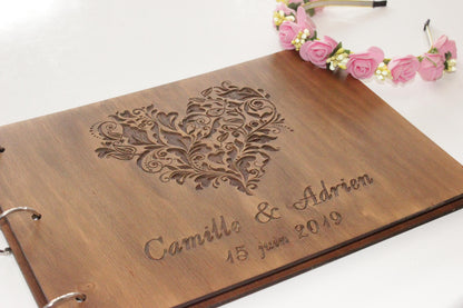 Personalized Wooden Wedding Guest Book: Custom Anniversary Keepsake