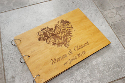 Personalized Wood Wedding Guest Book, Rustic Custom Reception Book