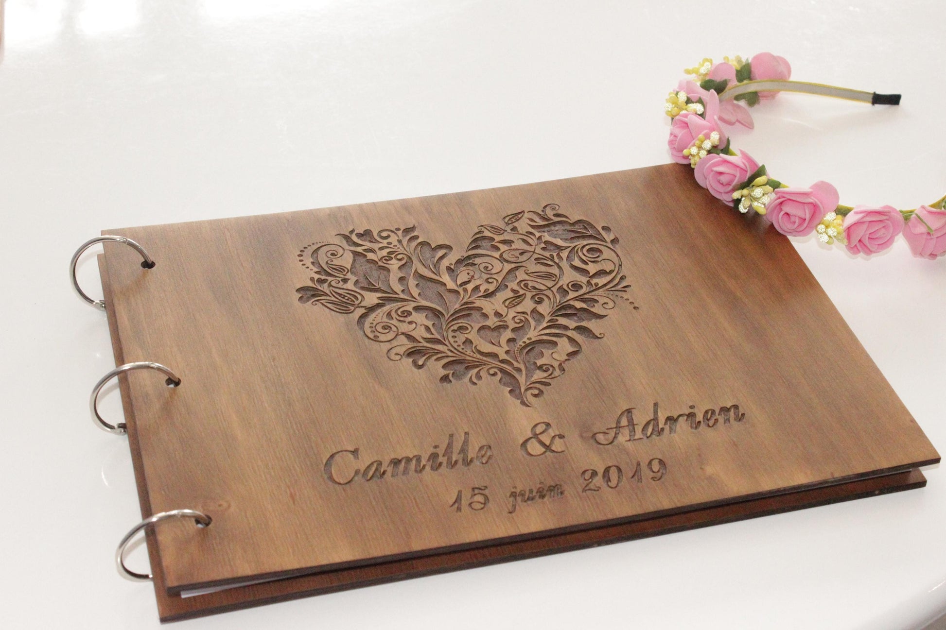 Personalized Wooden Wedding Guest Book: Custom Anniversary Keepsake