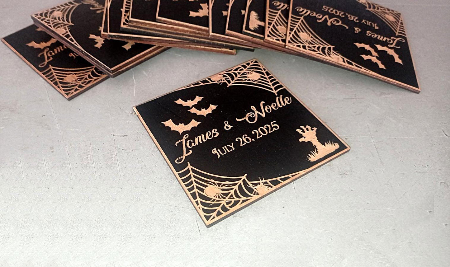 Gothic Wedding Favors, Halloween Coasters, Bulk Guest Gifts