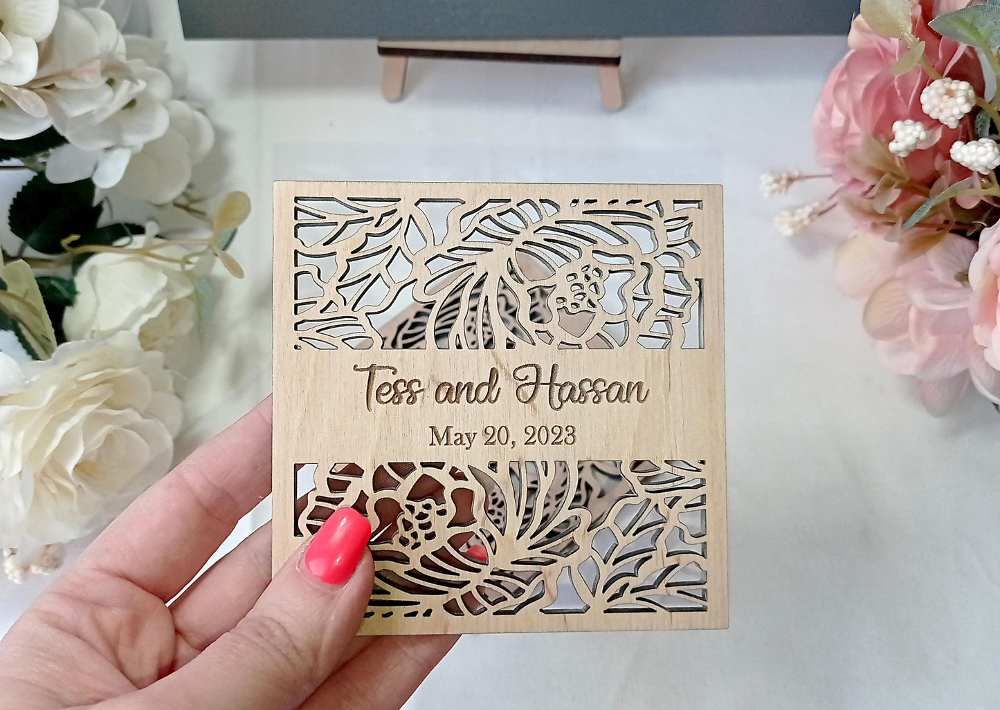 Personalized Wooden Wedding Coasters, Bulk Favors