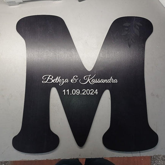 Wedding Letter Guest Book Alternative: 3D Wooden Rustic Decor Sign