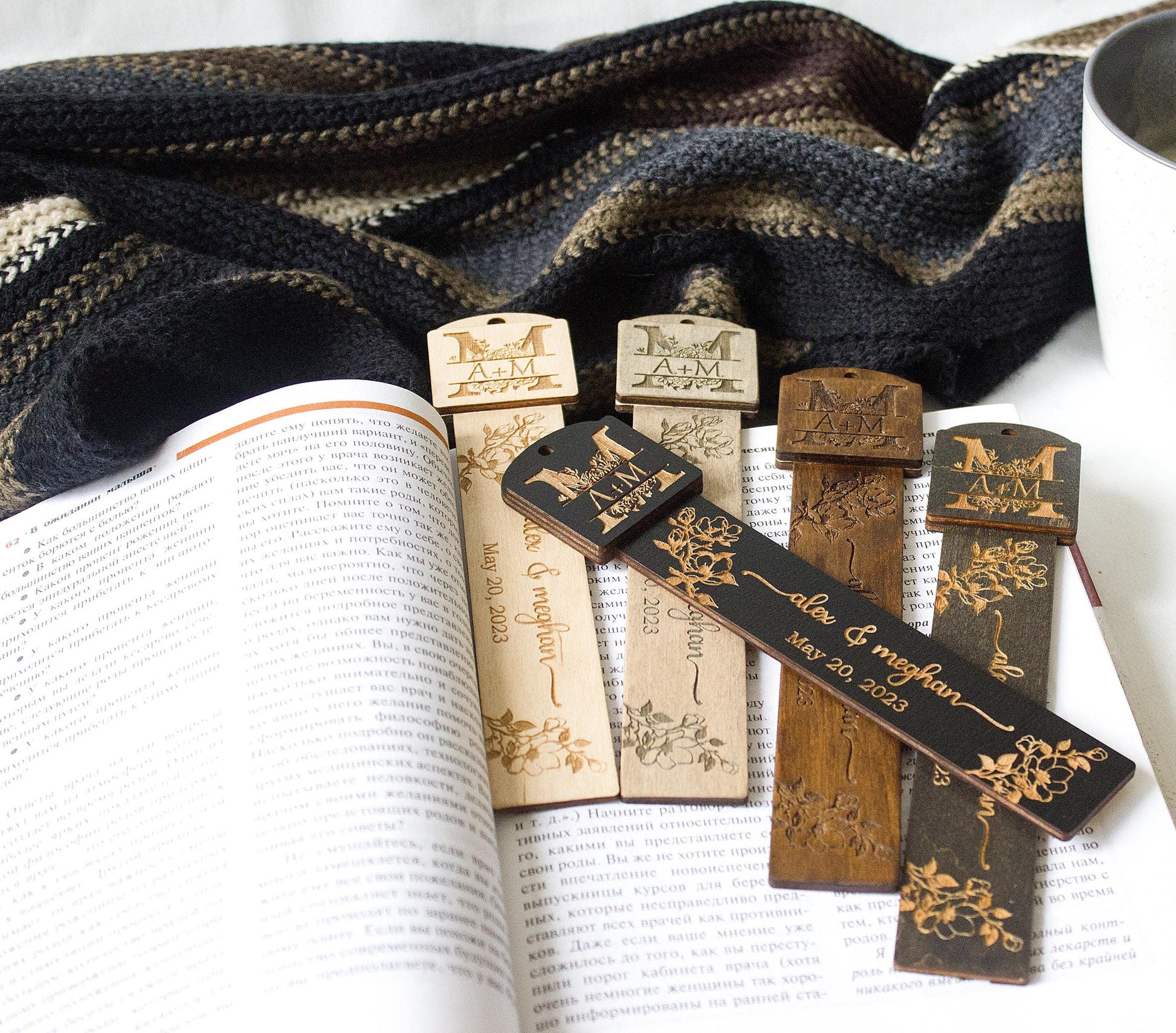 Personalized Wooden Guest Bookmark, Wedding Favor Gift, Engraved Bookmark Gift for Guest, Custom Wooden Bookmarks in Bulk Guest Gift