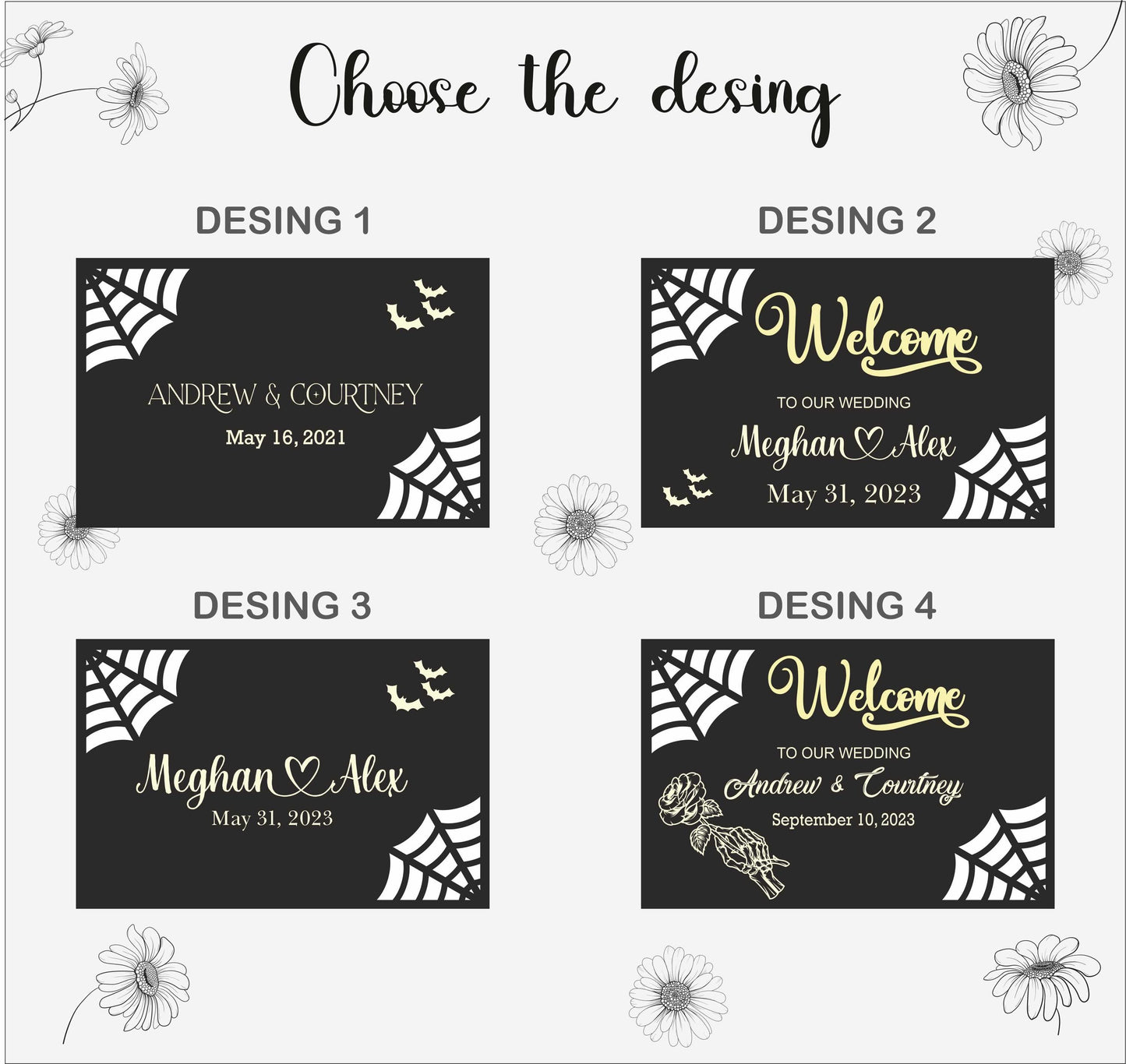 Gothic Wedding Welcome Sign, Spooky Personalized 3D Welcome Sign, Wooden Wedding Decor, Black Welcome to Our Forever Sign, Halloween Sign
