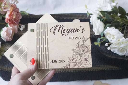 Personalized Wooden Wedding Vow Book Set: Rustic His & Hers