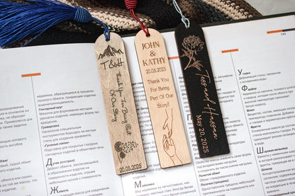 Bookmark Favors, Personalized Wedding Favor Gift, Wooden Place Cards, Custom Wedding Bookmarks in Bulk, Gift for Guest