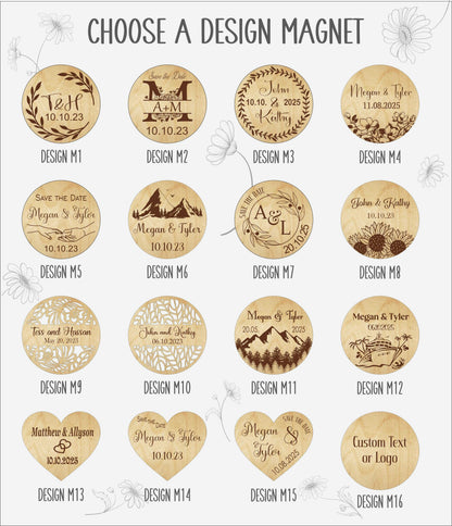 Botanical Wooden Save the Date Magnets: Personalized Wedding