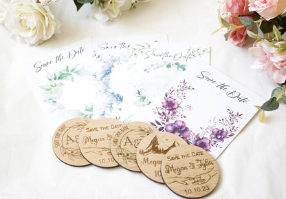 Personalized Save the Date Magnet, Wooden Wedding Invitation, Rustic Eco-Friendly Wedding Favor, Custom Magnet With Logo