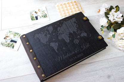 Wedding Scrapbook, Personalized Photo Album, Wooden Our Adventure Book, Wedding Gift for Couple, Travel Memory Album