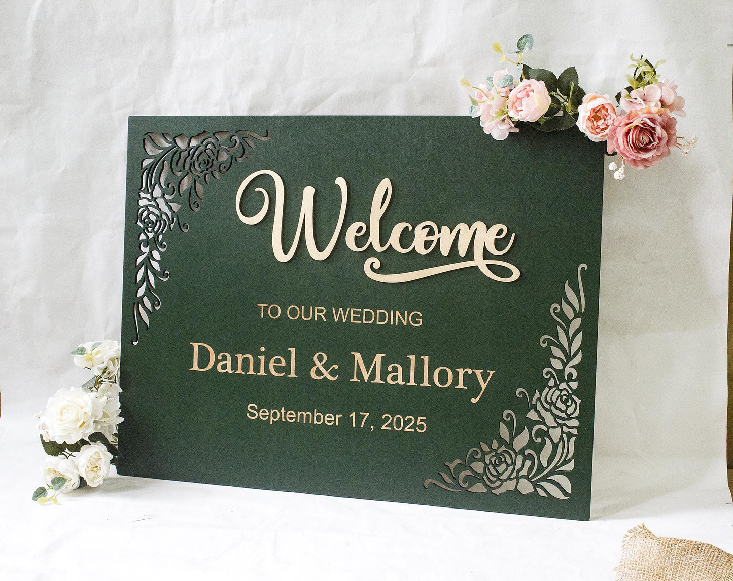 Personalized 3D Wooden Wedding Welcome Sign