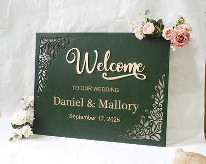 Personalized 3D Wooden Wedding Welcome Sign